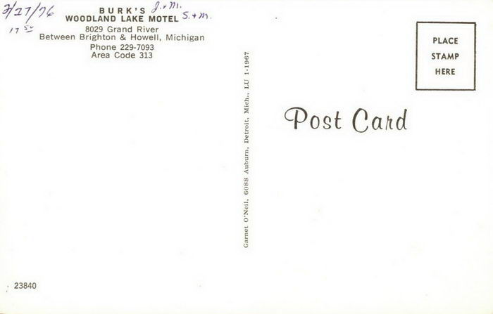 Burks Woodland Lake Motel - Old Postcard (newer photo)